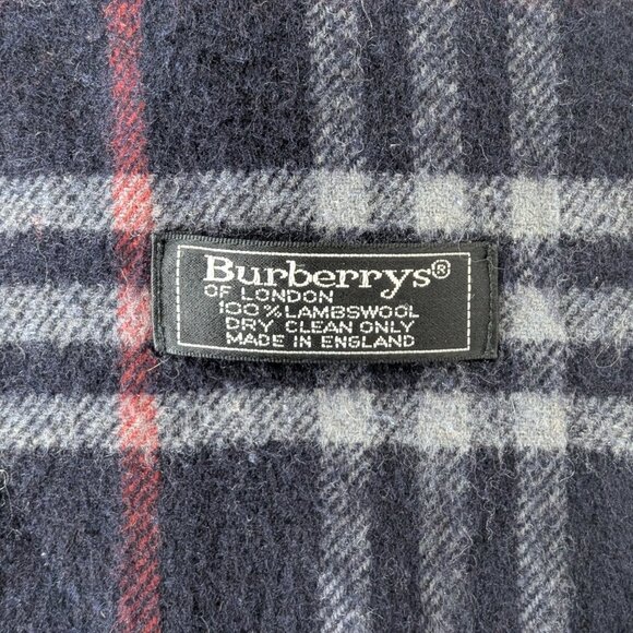 Burberry's Designer Lambswool Scarf Blue – Unisex – Timeless Cold Weather Wear - Picture 3 of 7